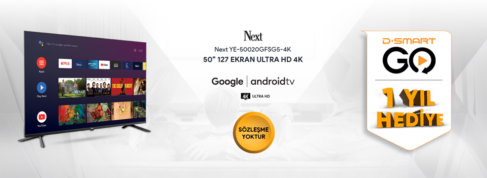 Next YE-50020GFSG5-4K 50 127 Ekran UHD 4K Google Android TV